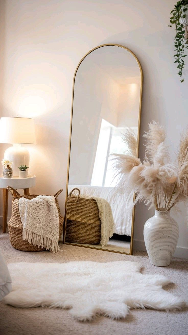 Grand Miroir Arqué Doré – Miroir sur Pied Moderne pour Chambre & Salon