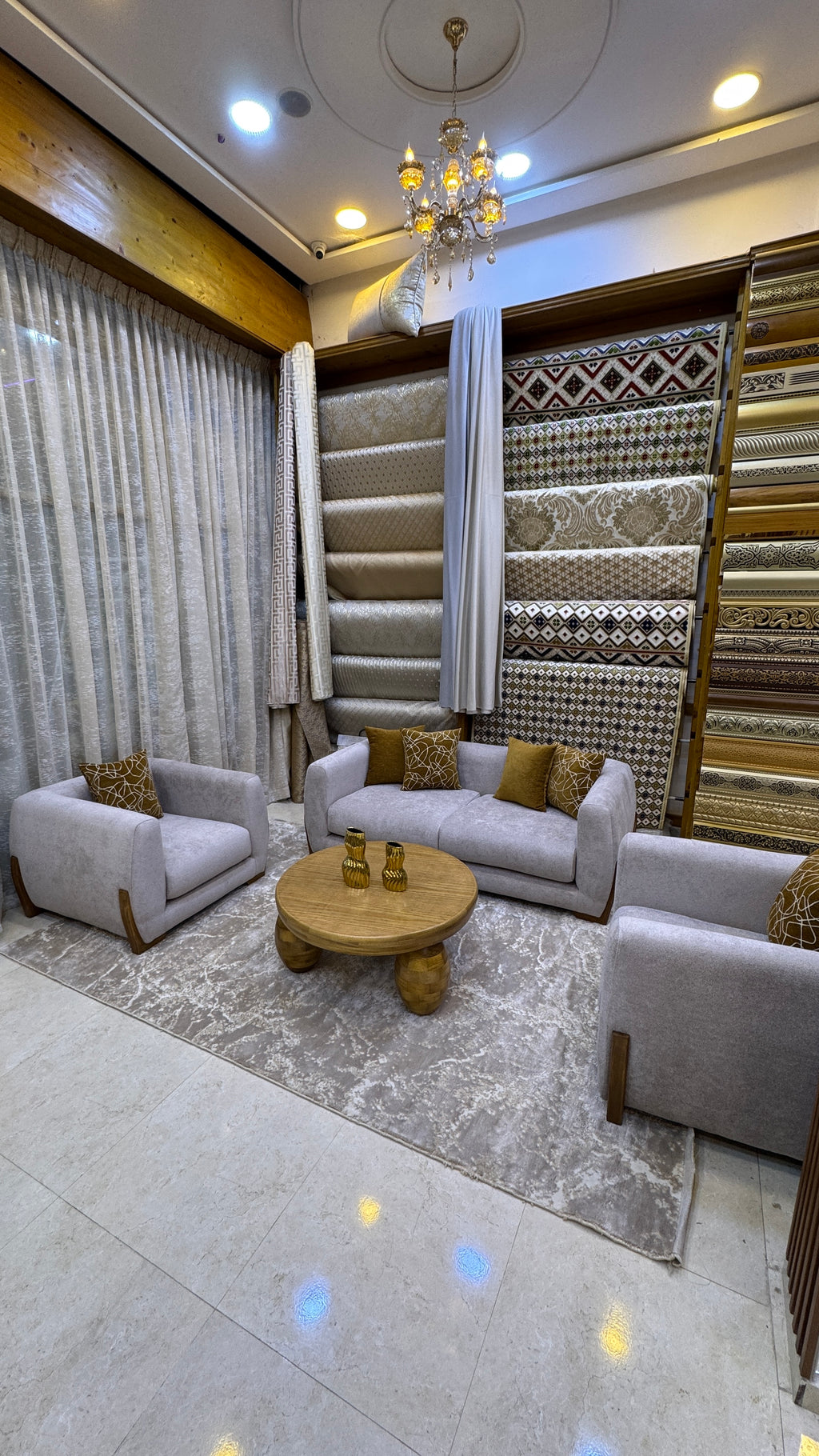 Salon Moderne Beige et Bois – Ensemble Contemporain Haut de Gamme