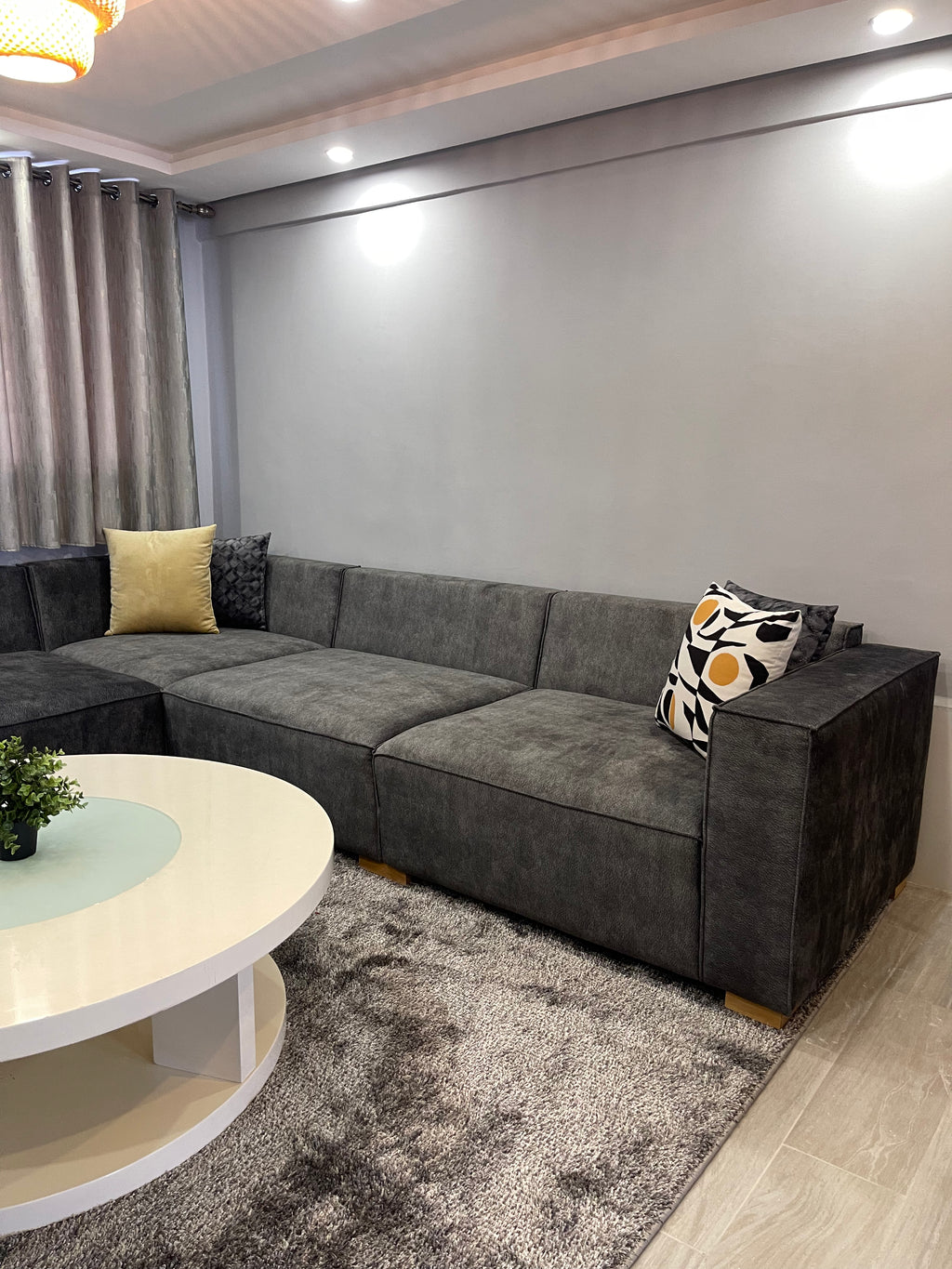 Canapé d’Angle Moderne Gris – Grand Salon Contemporain Confortable